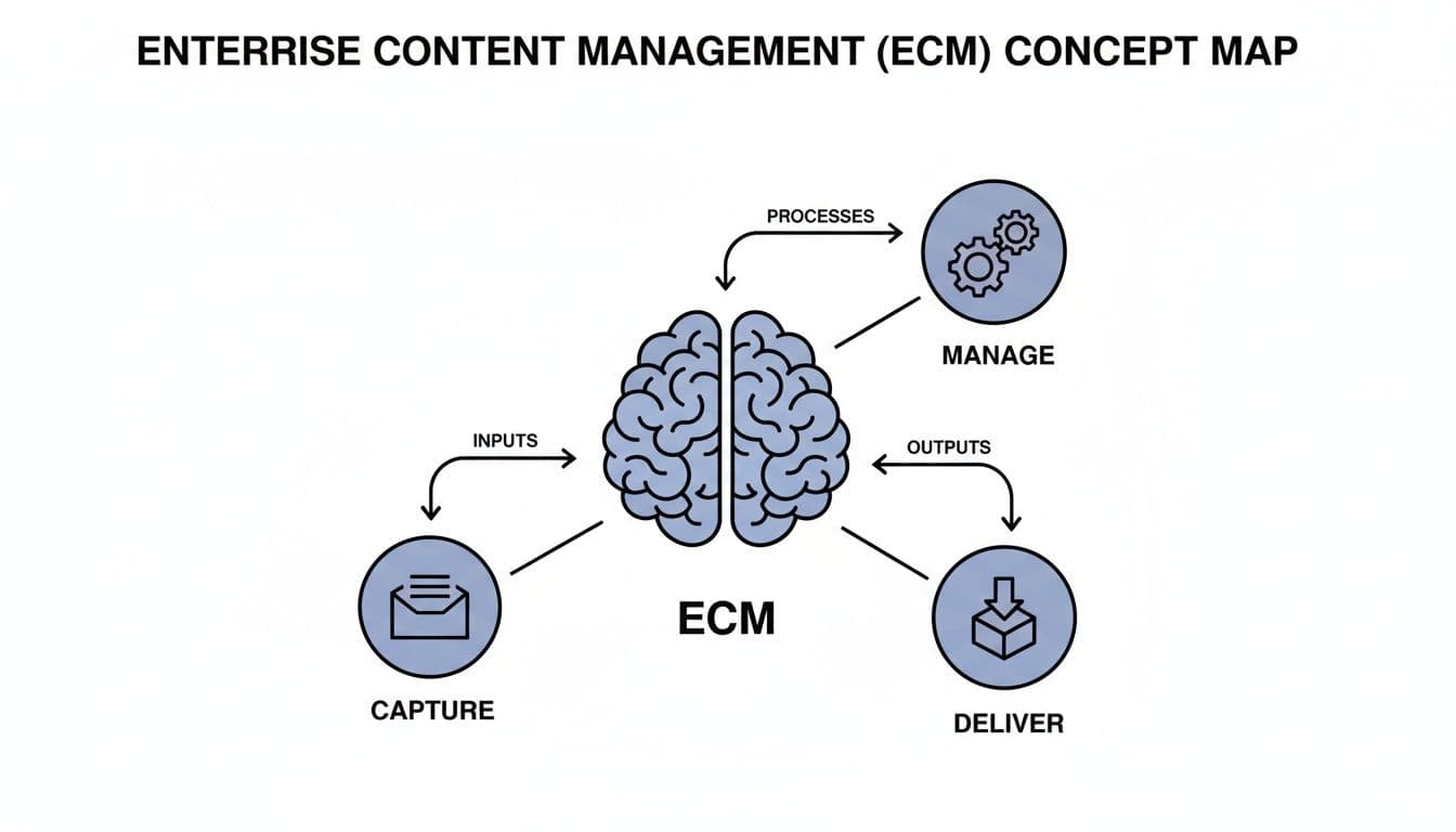 Enterprise content management solutions ecm concept