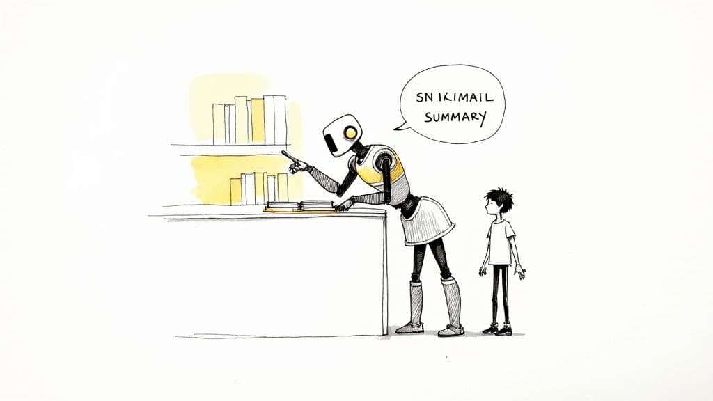 Generative engine optimization service robot summary