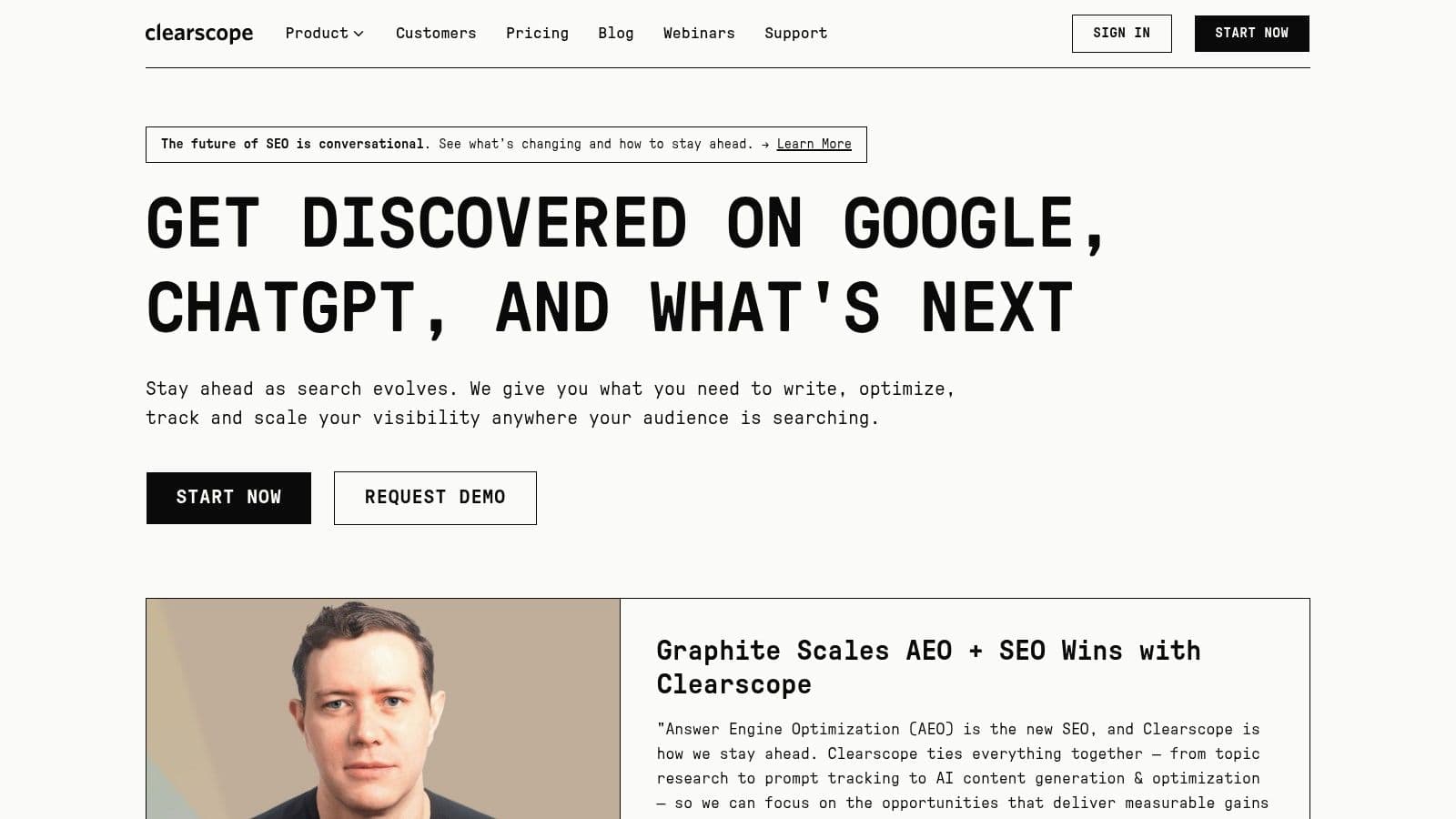 Best ai seo software website homepage