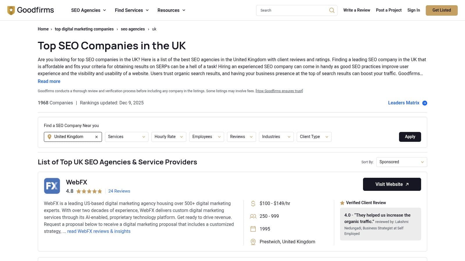 Best seo agencies uk seo listing