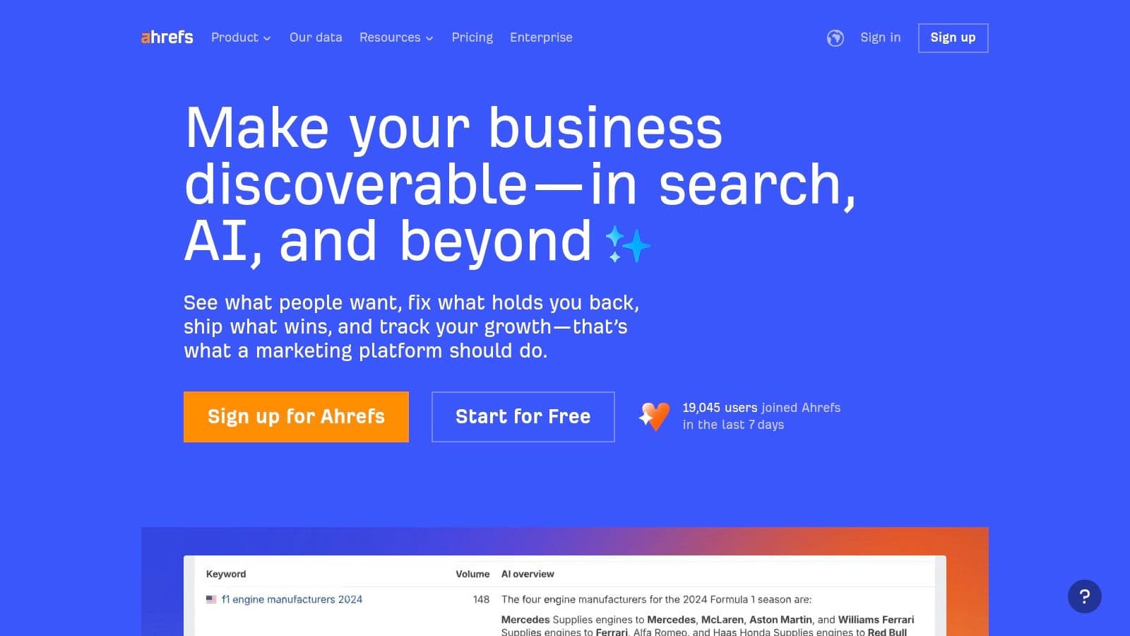 Best writesonic geo alternatives ahrefs homepage