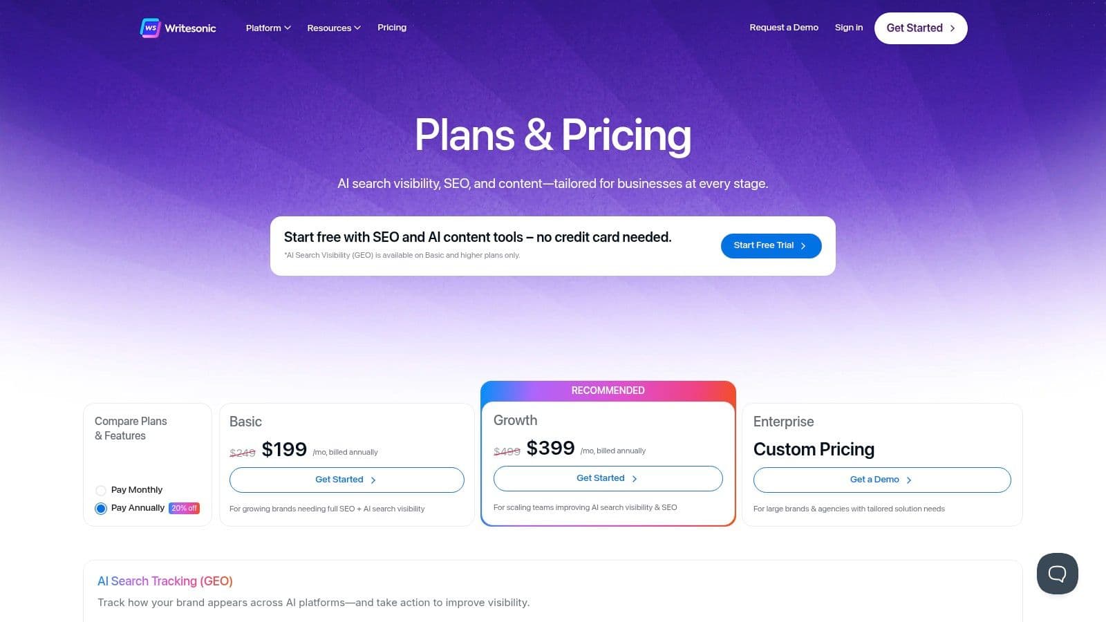 Best free ai writing tools pricing page